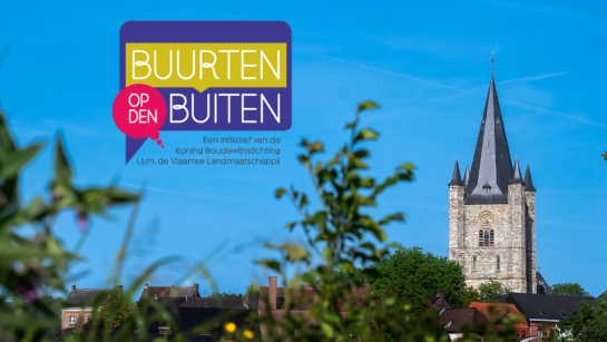 Sfeerbeeld kerk Herne met logo Buurten op den Buiten