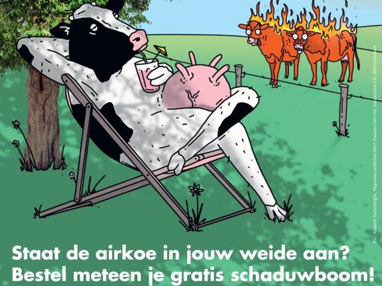 Affiche van Regionale Landschappen bestemd voor landbouwers voor het planten van schaduwbomen in Vlaanderen