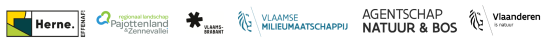 Logo's van Herne, Pajottenland Zennevallei, Vlaams-Brabant, Vlaamse Milieumaatschappij, Agentschap Natuur en bos, Vlaanderen
