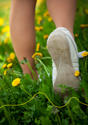 wandelend paar benen in het groen