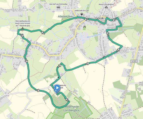 Plattegrond-kaart met wandeling Route You Piet Chrispeels